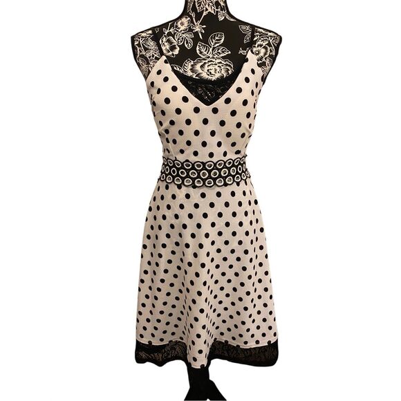 Fc Juniors Polka Dot Dress Formal PinUp Cutout Padded Holiday Wedding Sundress - Picture 1 of 11